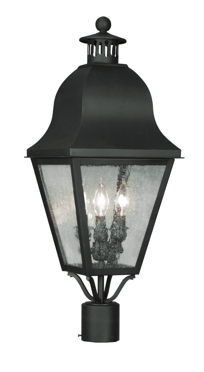 LIVEX Lighting 2556-04 Amwell Outdoor Post Lantern in Black (3 Light)