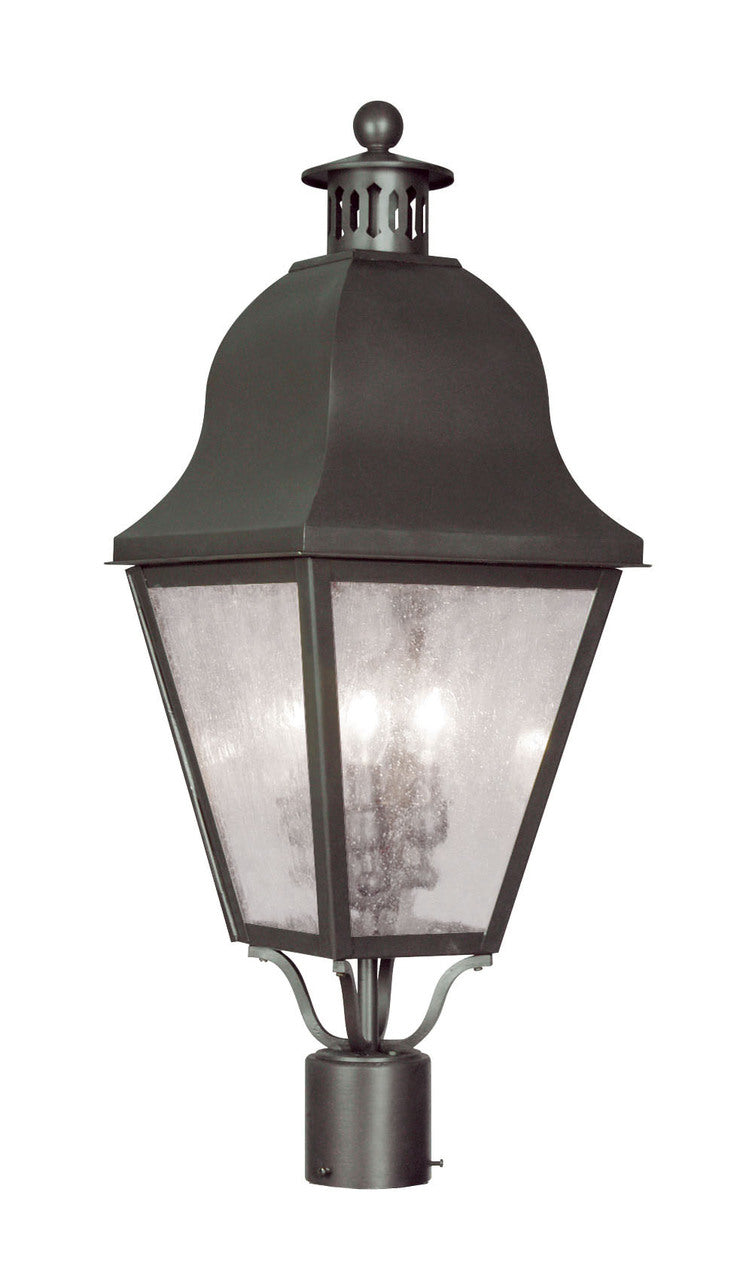 LIVEX Lighting 2556-07 Amwell Outdoor Post Lantern in Bronze (3 Light)
