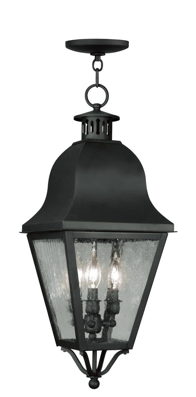 LIVEX Lighting 2557-04 Amwell Outdoor Chain Lantern in Black (3 Light)