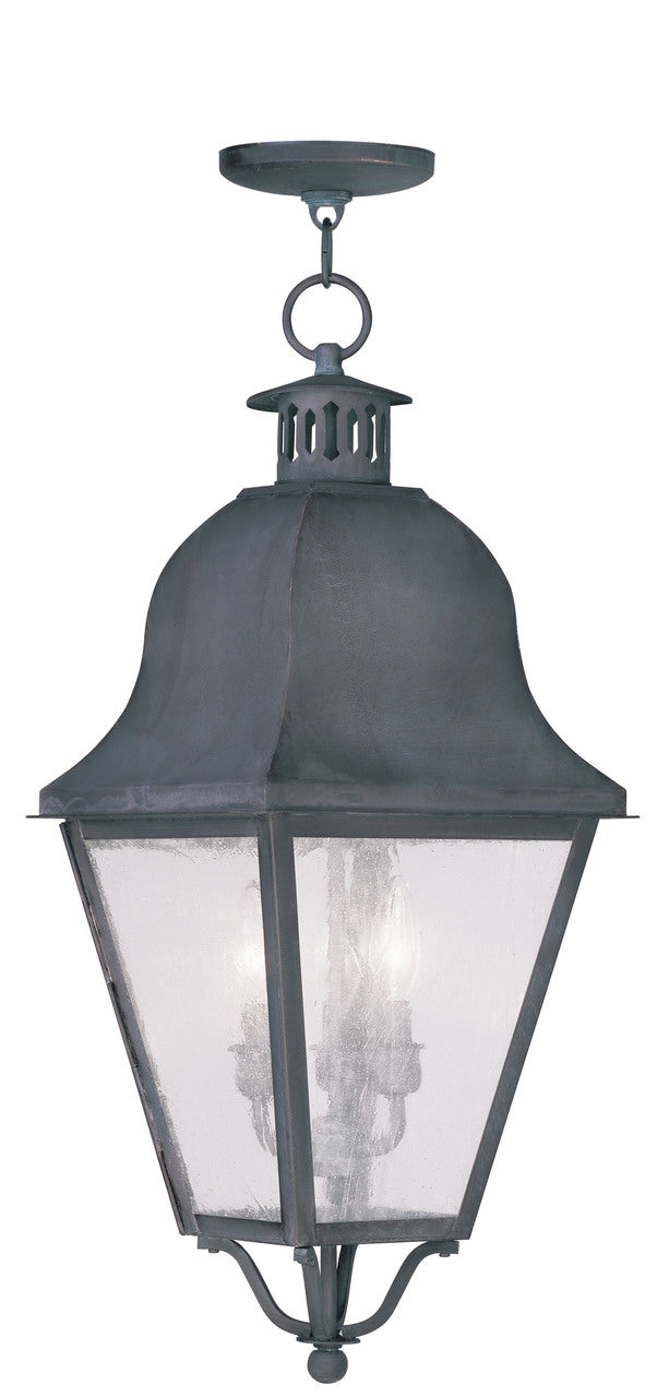 LIVEX Lighting 2557-61 Amwell Outdoor Chain Lantern in Charcoal (3 Light)