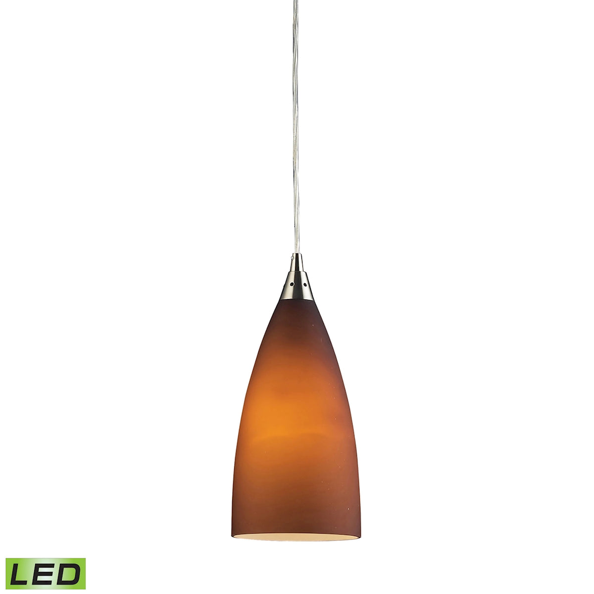 ELK Lighting 2582/1-LED Vesta 1-Light Mini Pendant in Satin Nickel with Tobacco Glass - Includes LED Bulb