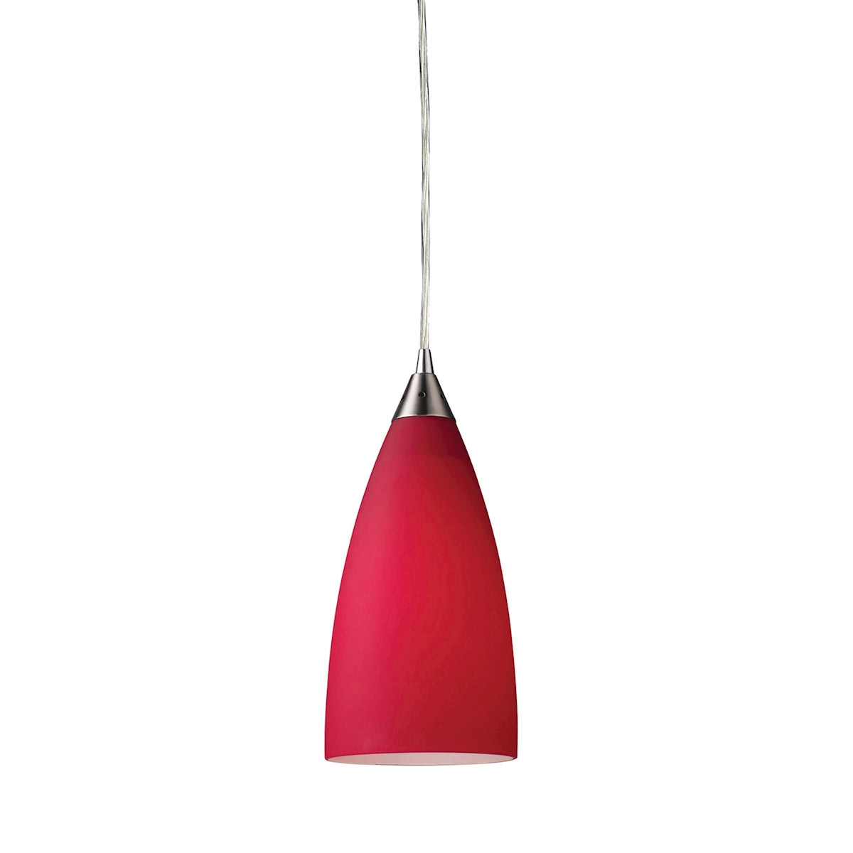 ELK Lighting 2583/1 Vesta 1-Light Mini Pendant in Satin Nickel with Cardinal Red Glass