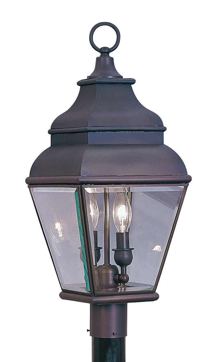 LIVEX Lighting 2592-07 Exeter Outdoor Post Lantern in Bronze (2 Light)