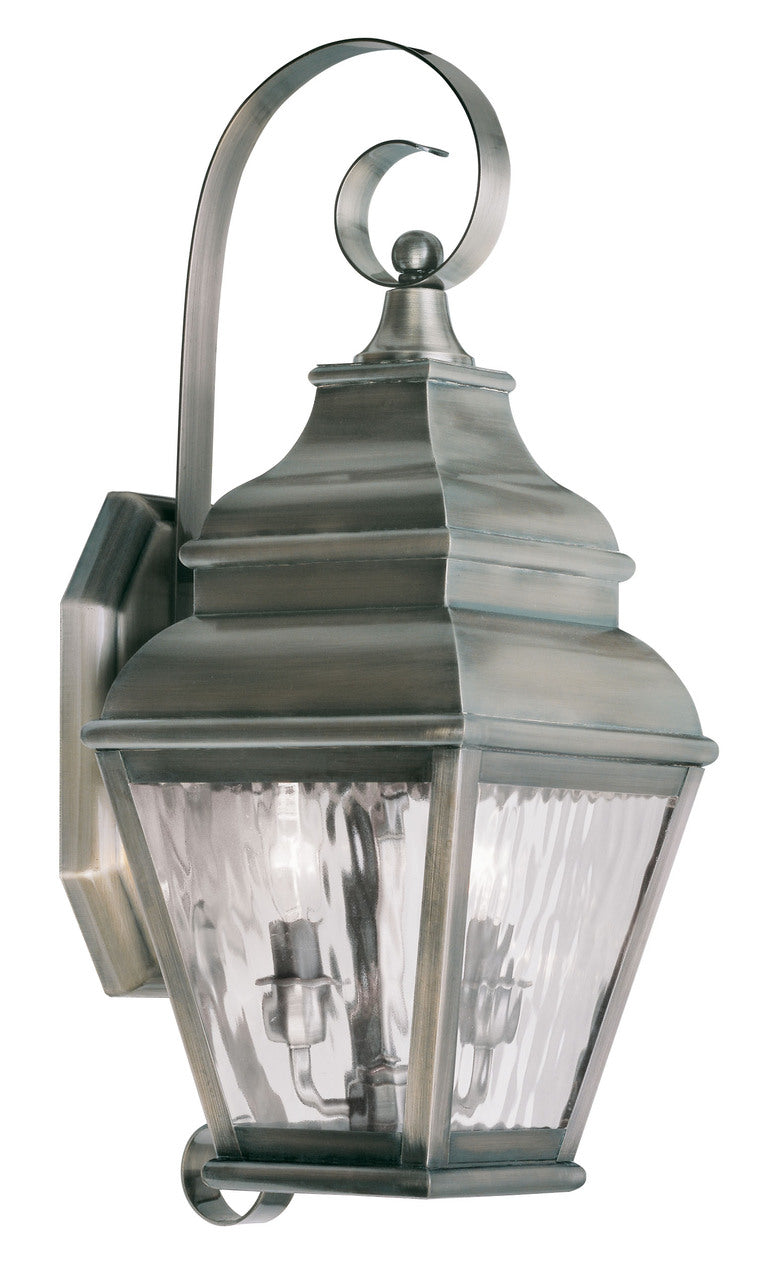 LIVEX Lighting 2602-29 Exeter Outdoor Wall Lantern in Vintage Pewter (2 Light)