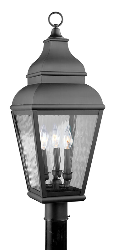 LIVEX Lighting 2606-04 Exeter Outdoor Post Lantern in Black (3 Light)