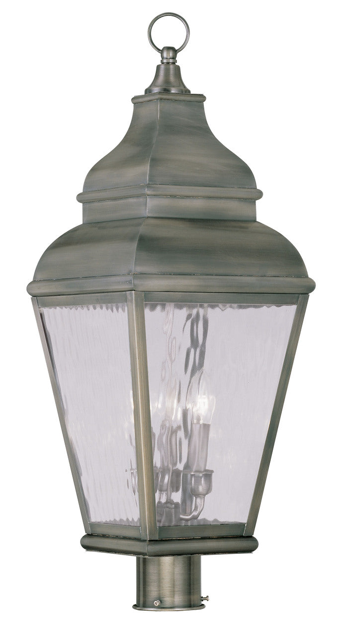 LIVEX Lighting 2606-29 Exeter Outdoor Post Lantern in Vintage Pewter (3 Light)