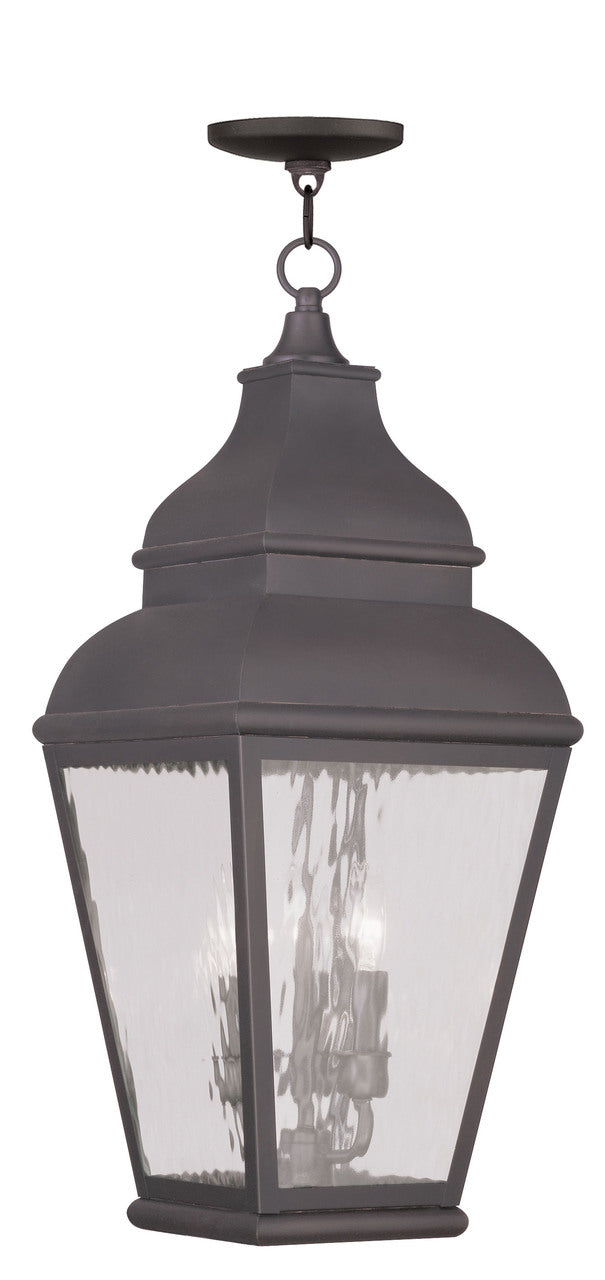 LIVEX Lighting 2610-07 Exeter Outdoor Chain Lantern in Charcoal (3 Light)