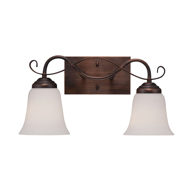 Millennium Lighting 3022-RBZ Kingsport Etched White Vanity Light in Rubbed Bronze