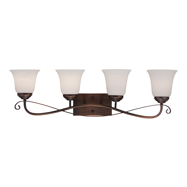 Millennium Lighting 3024-RBZ Kingsport Etched White Vanity Light in Rubbed Bronze