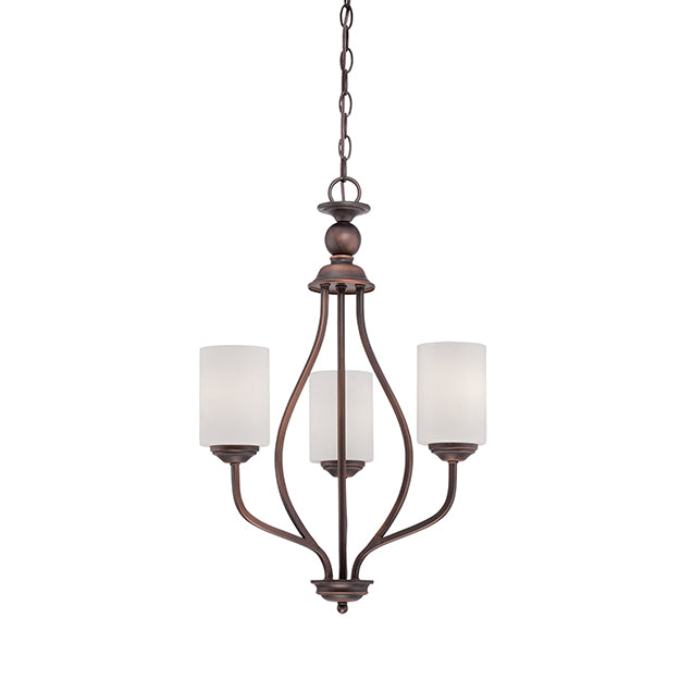 Millennium Lighting 3053-RBZ Lansing Etched White Chandelier in Rubbed Bronze