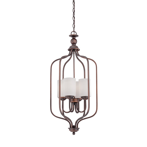 Millennium Lighting 3064-RBZ Lansing Etched White Pendant in Rubbed Bronze