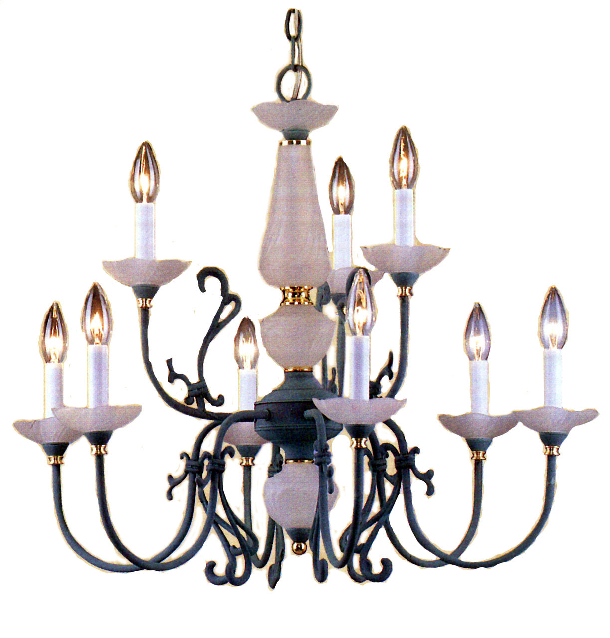 Classic Lighting 3069 V/PB Bloomington Traditional Chandelier in Verde/Polished Brass