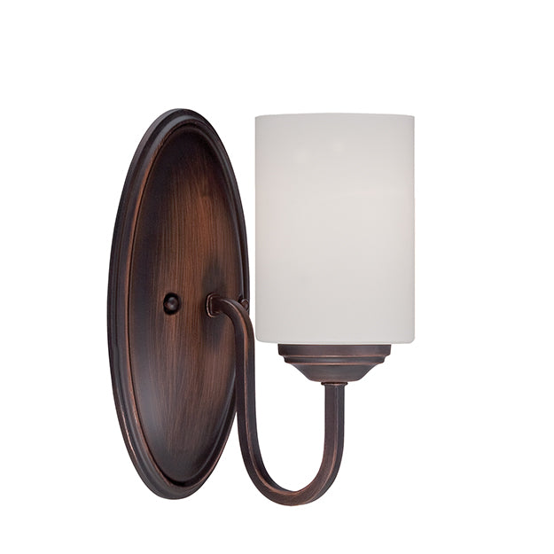Millennium Lighting 3071-RBZ Lansing Etched White Wall Sconce in Rubbed Bronze