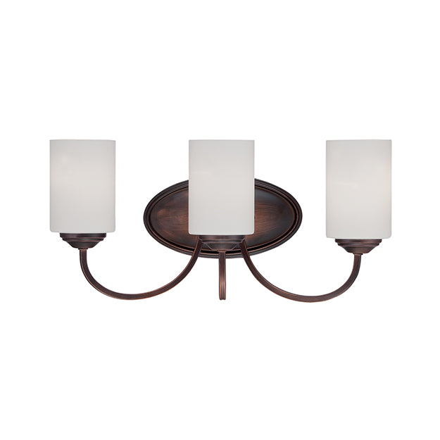 Millennium Lighting 3073-RBZ Lansing Etched White Vanity Light in Rubbed Bronze