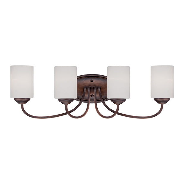 Millennium Lighting 3074-RBZ Lansing Etched White Vanity Light in Rubbed Bronze
