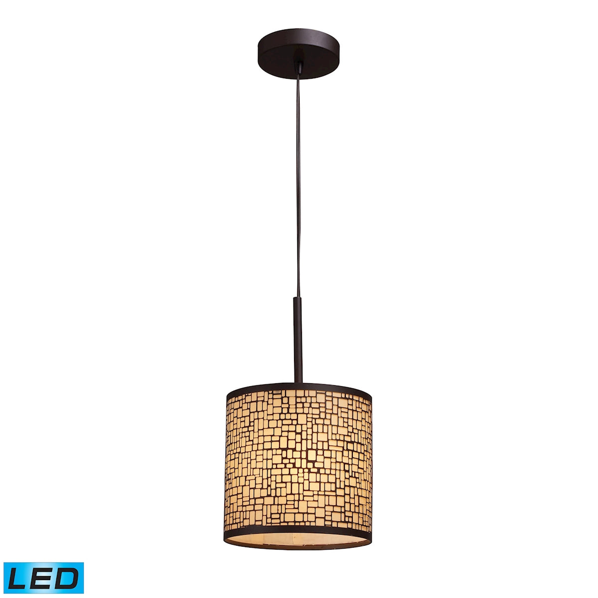 ELK Lighting 31045/1-LED Medina 1-Light Mini Pendant in Aged Bronze with Amber Glass - Includes LED Bulb