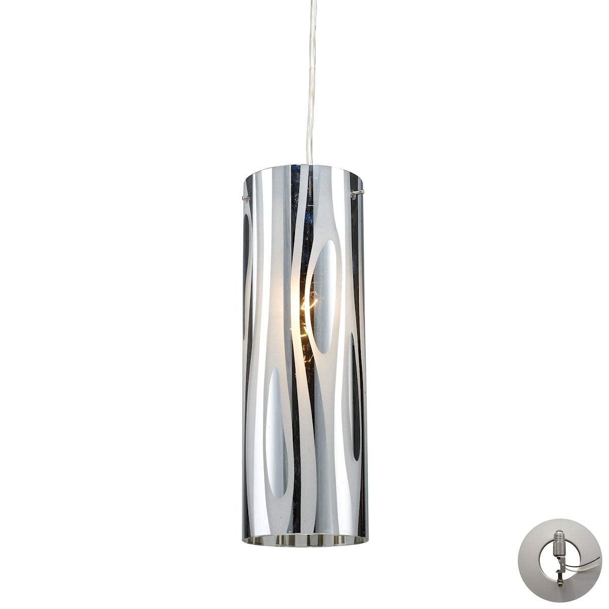 ELK Lighting 31078/1-LA Chromia 1-Light Mini Pendant in Polished Chrome with Cylinder Shade - Includes Adapter Kit