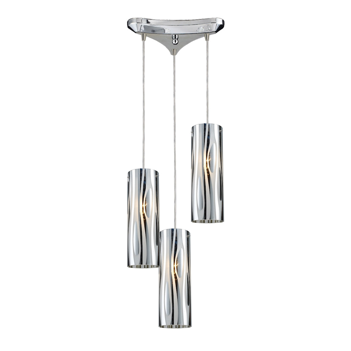 ELK Lighting 31078/3 Chromia 3-Light Triangular Pendant Fixture in Polished Chrome with Cylinder Shade