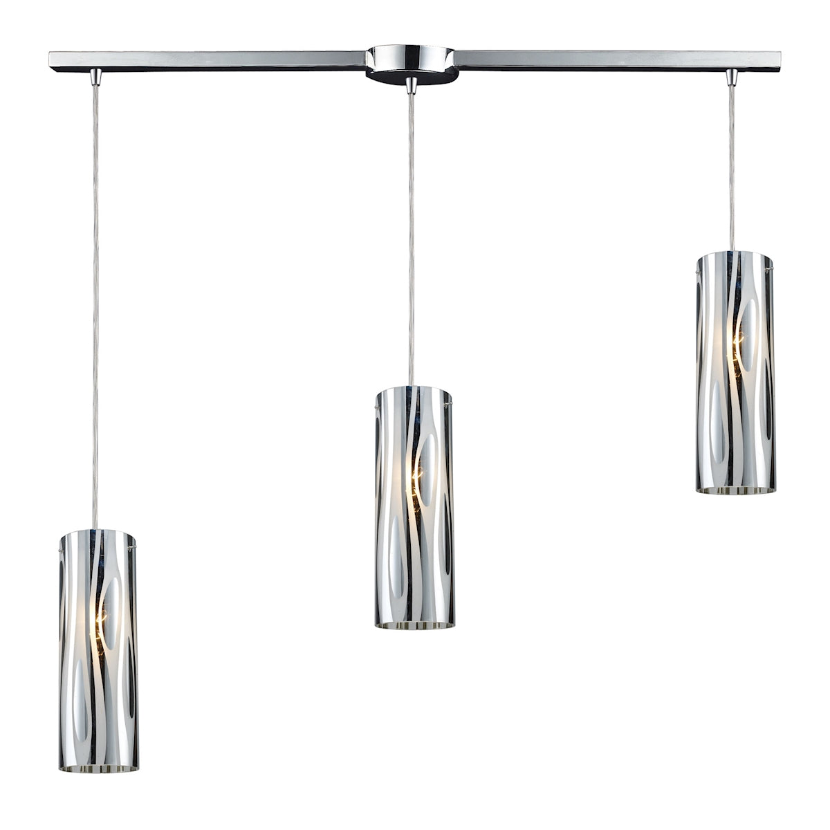 ELK Lighting 31078/3L Chromia 3-Light Linear Pendant Fixture in Polished Chrome with Cylinder Shade