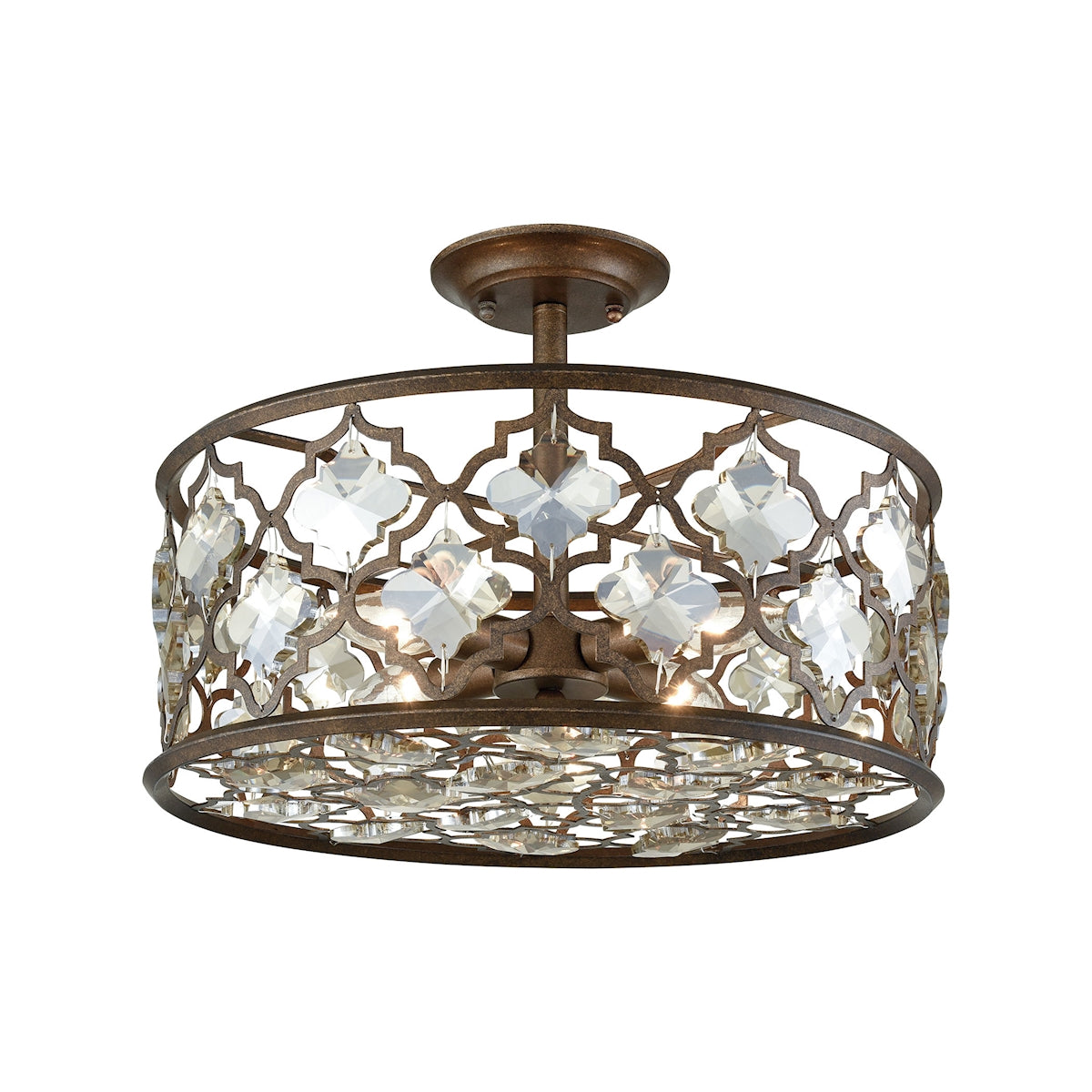 ELK Lighting 31092/4 Armand 4-Light Semi Flush in Weathered Bronze with Champagne-plated Crystals