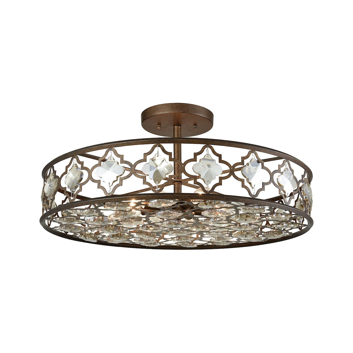 ELK Lighting 31093/8 Armand 8-Light Semi Flush in Weathered Bronze with Champagne-plated Crystals