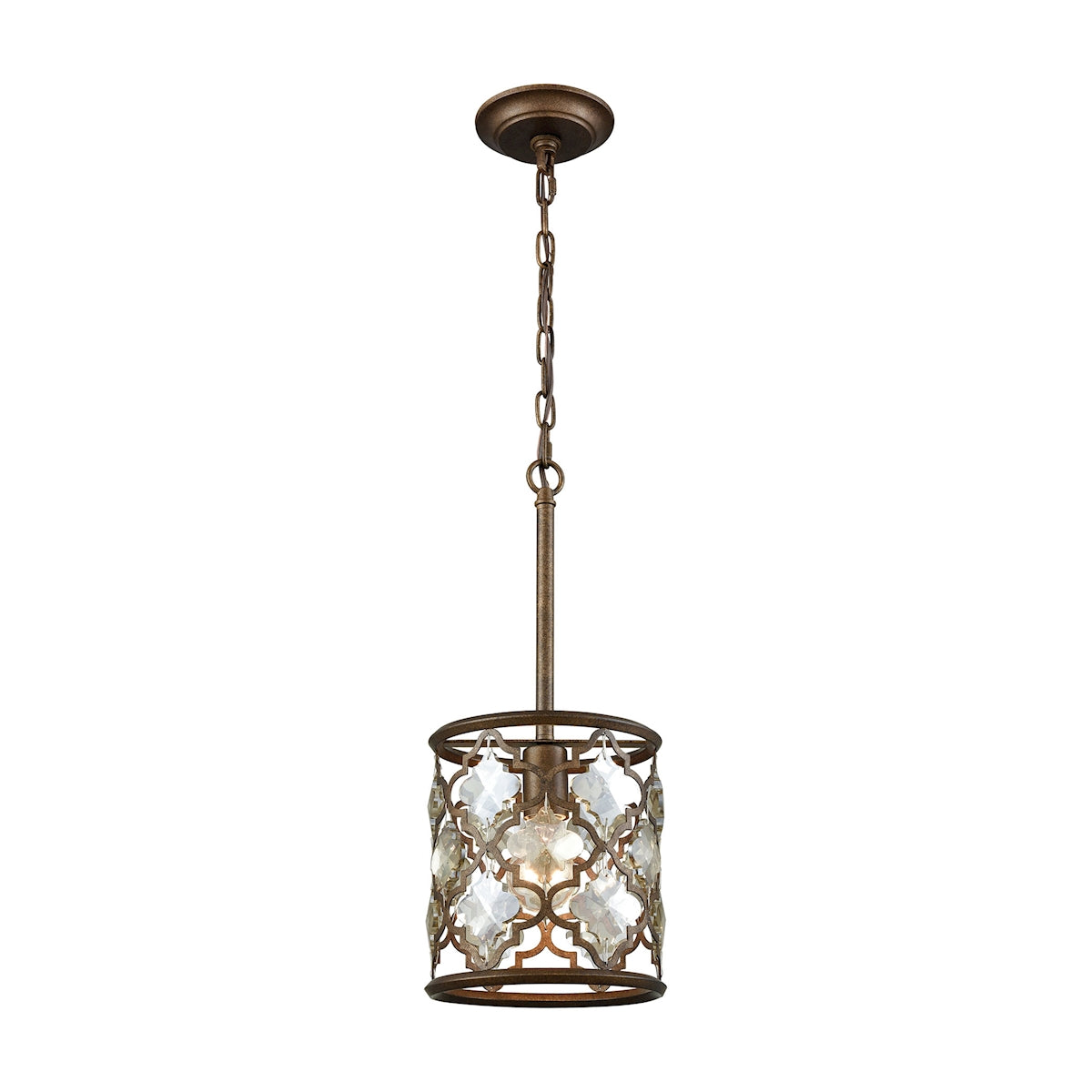 ELK Lighting 31094/1 Armand 1-Light Mini Pendant in Weathered Bronze with Champagne-plated Crystals