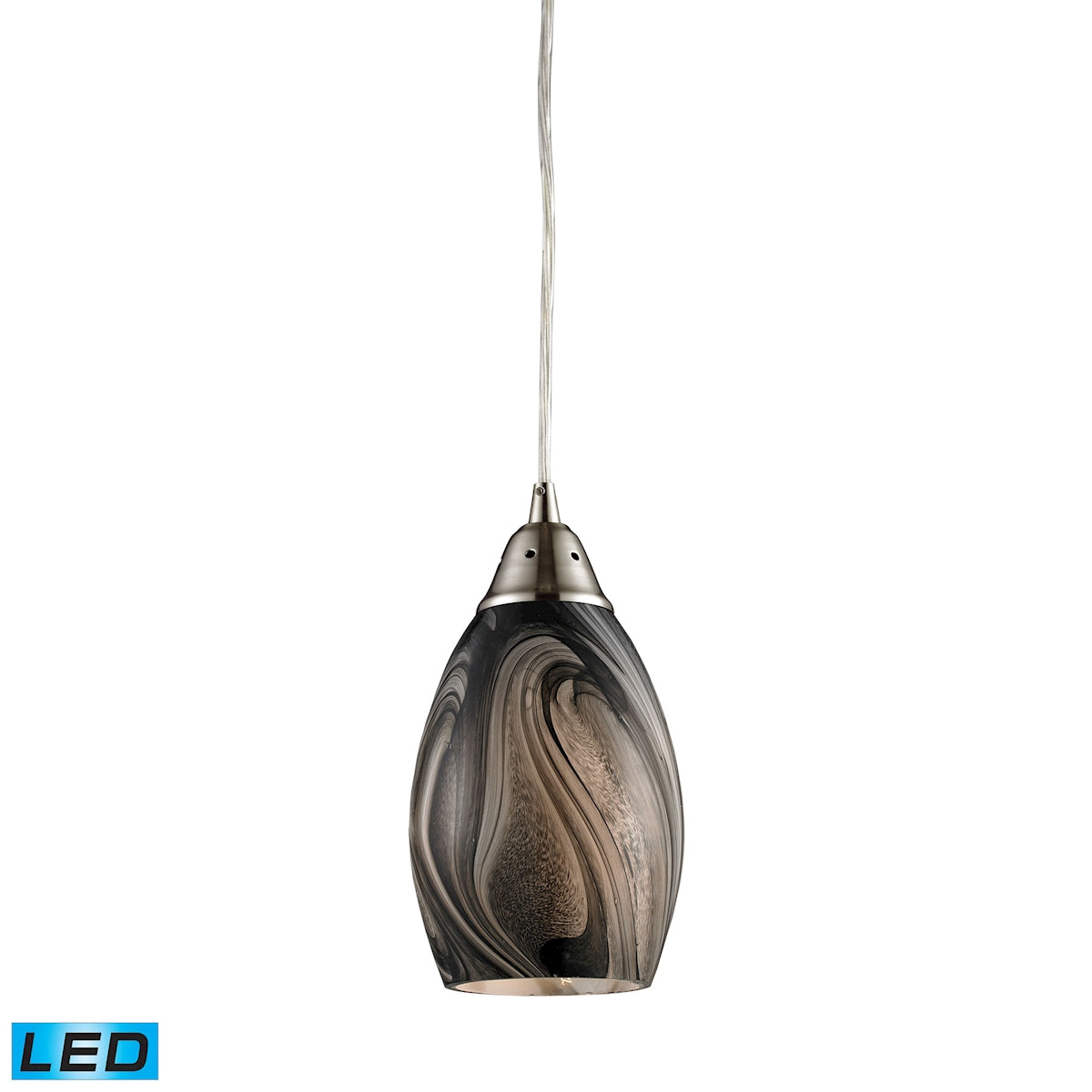 ELK Lighting 31133/1ASH-LED Formations 1-Light Mini Pendant in Satin Nickel with Ashflow Glass - Includes LED Bulb