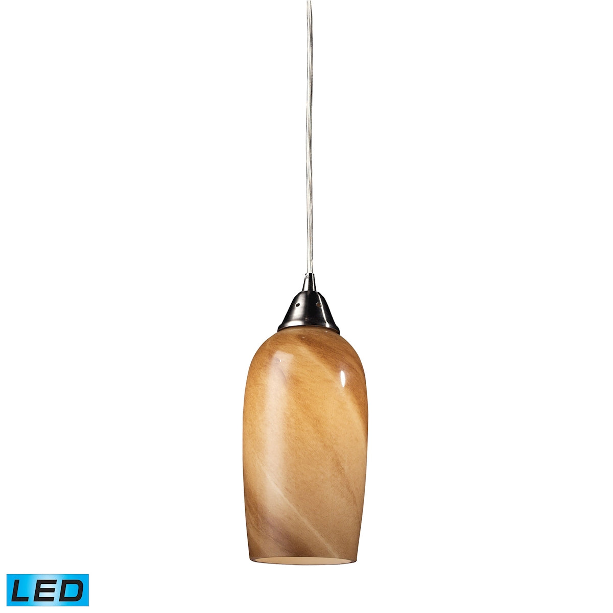 ELK Lighting 31137/1-LED Sandstone 1-Light Mini Pendant in Satin Nickel with Sandstone Swirl Glass - Includes LED Bulb