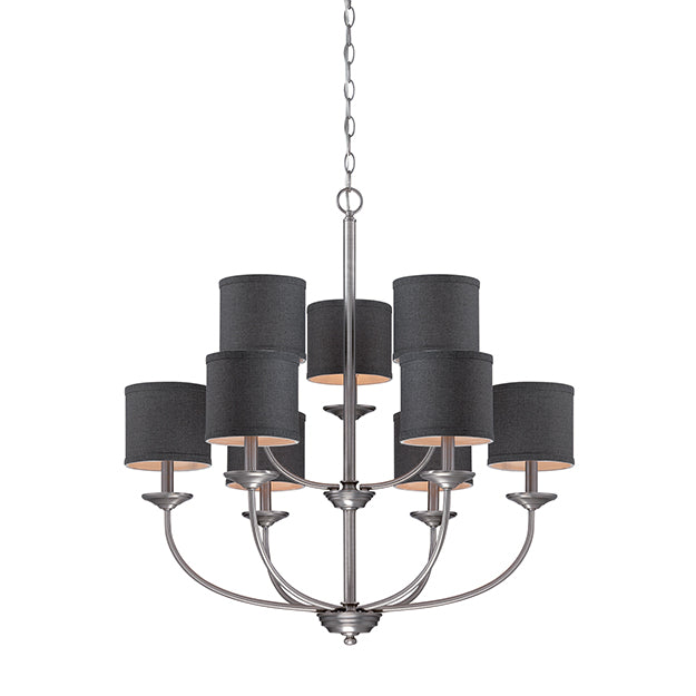 Millennium Lighting 3119-BPW Jackson Chandelier in Brushed Pewter with Charcoal Shade