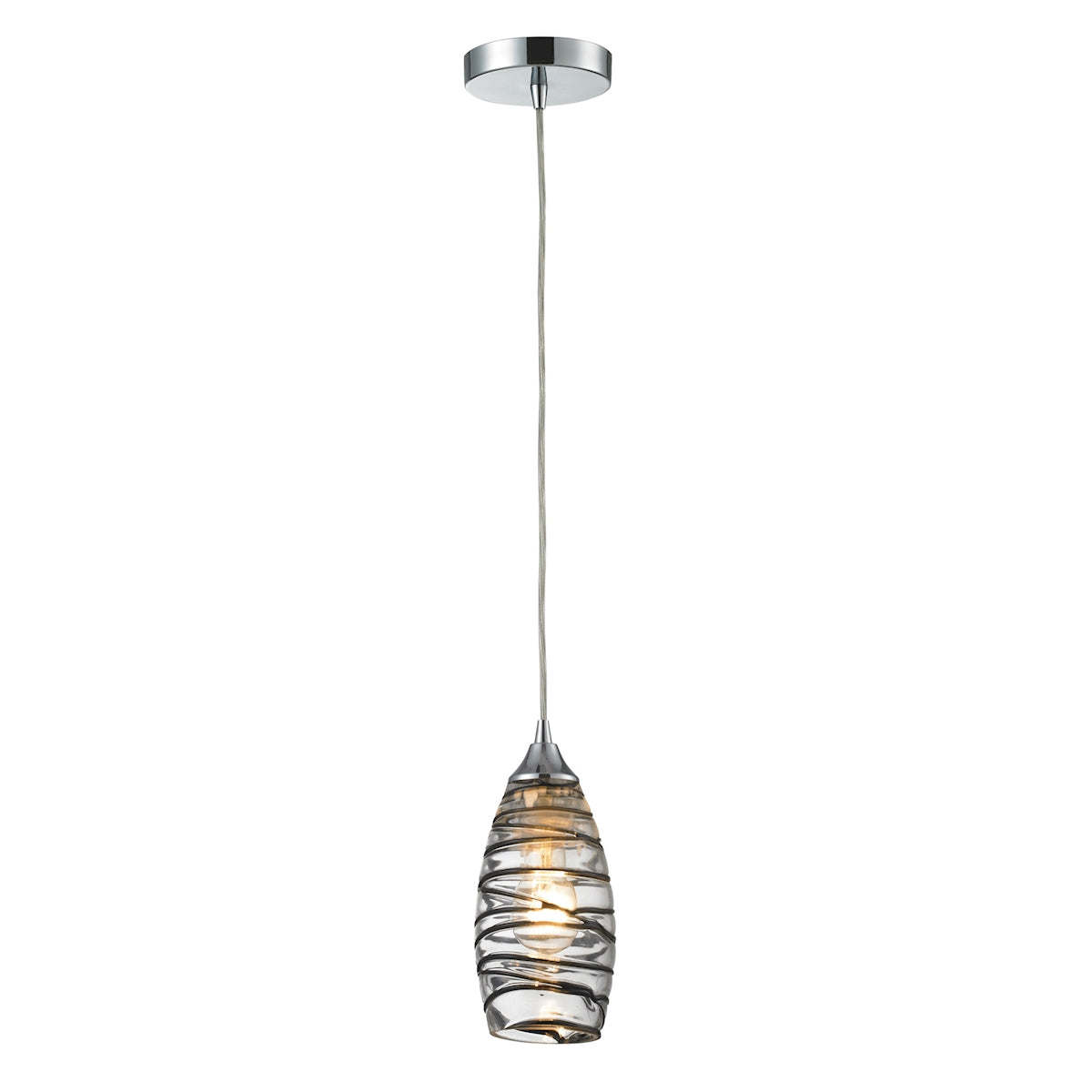 ELK Lighting 31338/1VINW Twister 1-Light Mini Pendant in Polished Chrome with Sculpted Glass