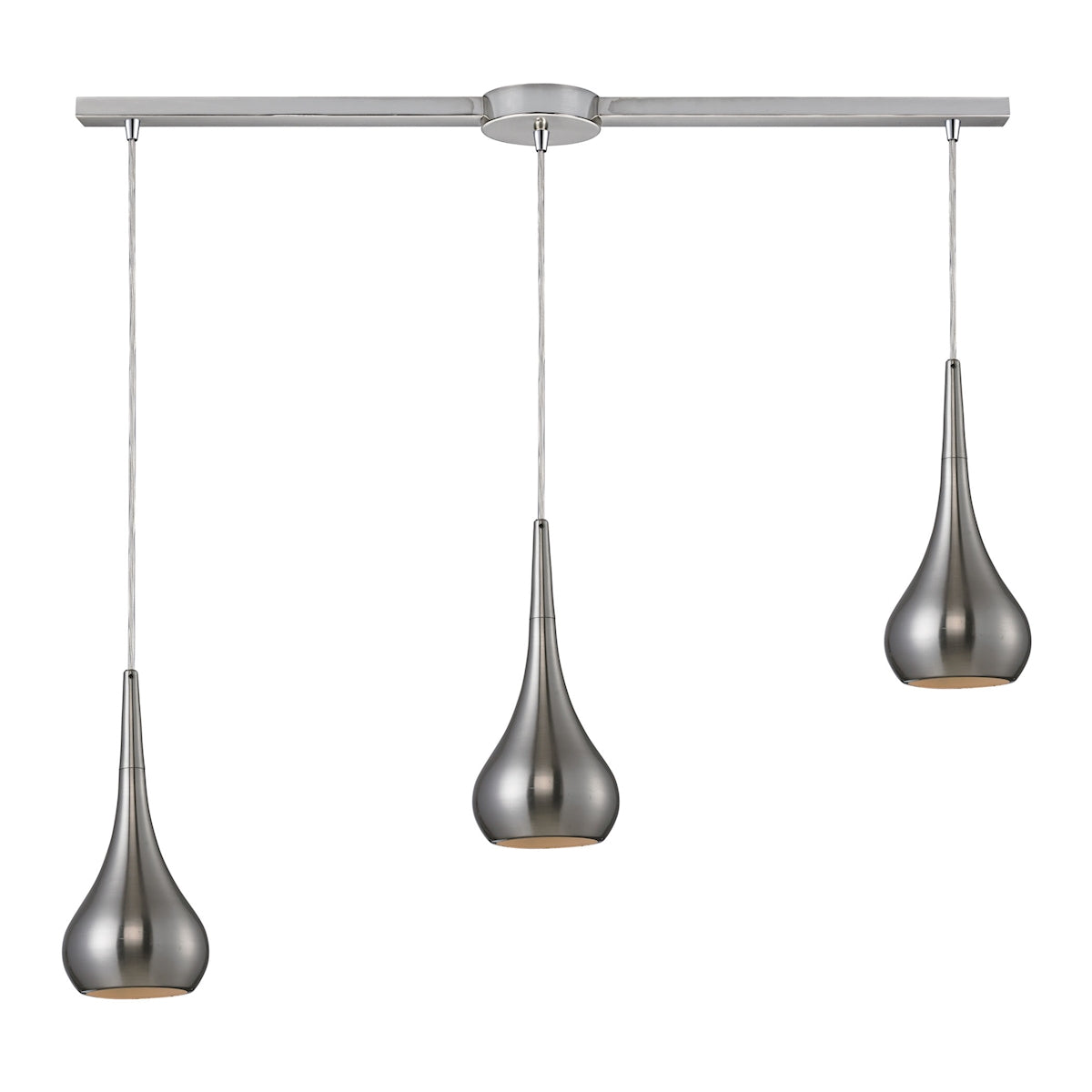 ELK Lighting 31340/3L-SN Lindsey 3-Light Linear Pendant Fixture in Satin Nickel with Satin Nickel Finished Glass