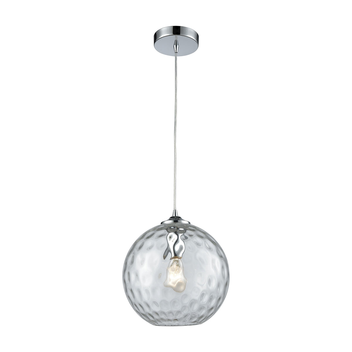 ELK Lighting 31380/1CLR Watersphere 1-Light Mini Pendant in Chrome with Hammered Clear Glass