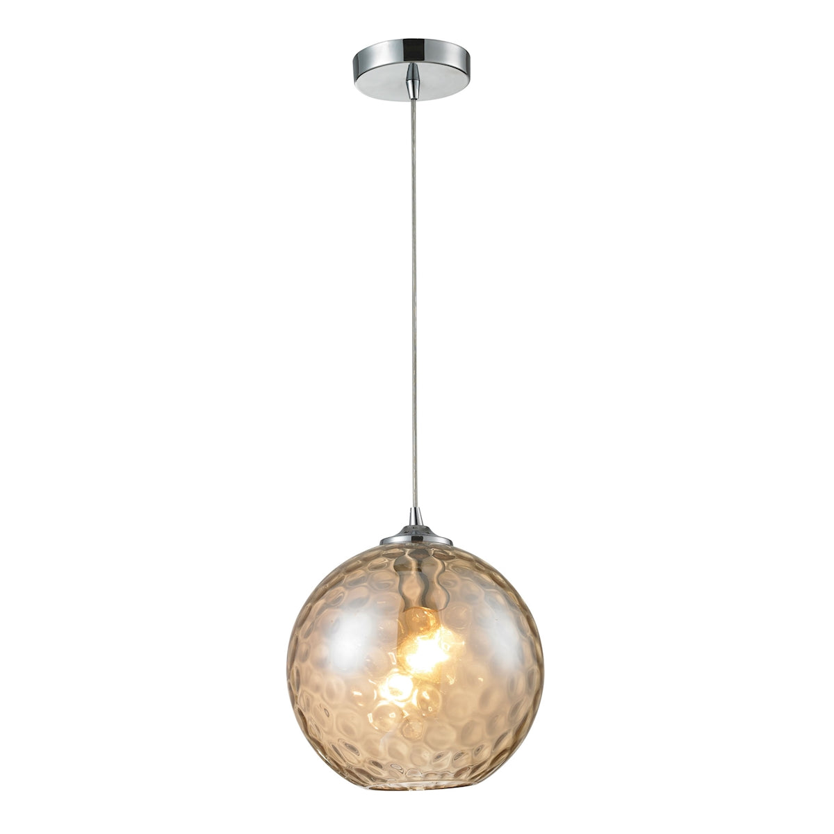 ELK Lighting 31380/1CMP Watersphere 1-Light Mini Pendant in Chrome with Hammered Amber Glass