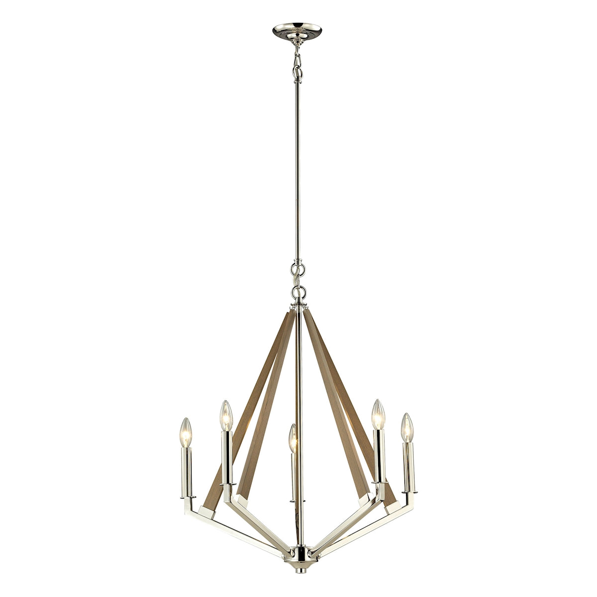 ELK Lighting 31475/5 Madera 5-Light Chandelier in Polished Nickel and Taupe