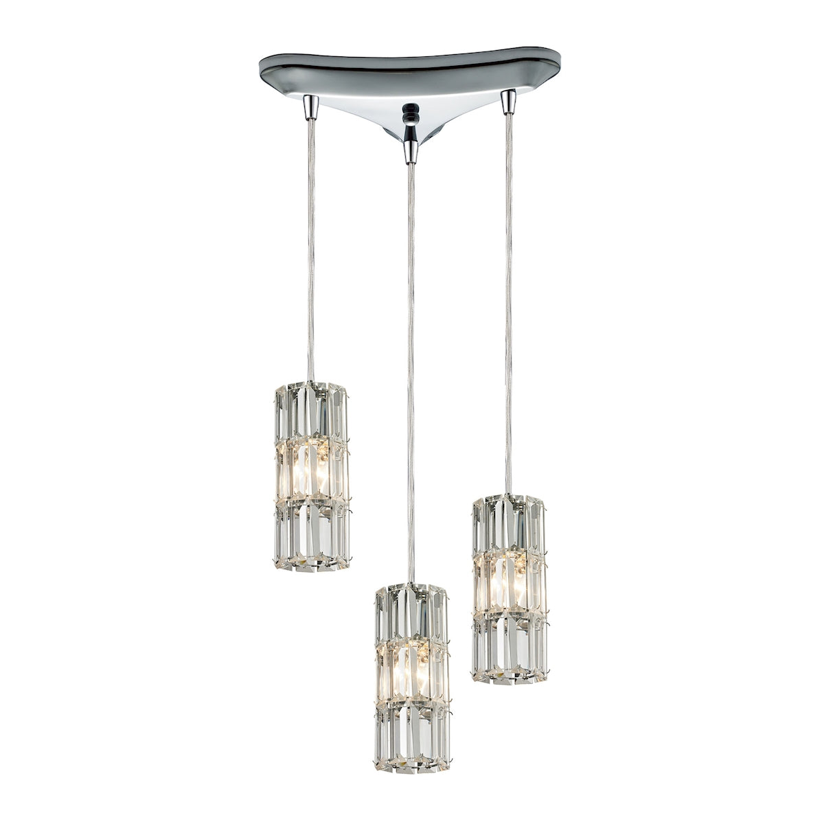 ELK Lighting 31486/3 Cynthia 3-Light Triangular Pendant Fixture in Polished Chrome with Crystal