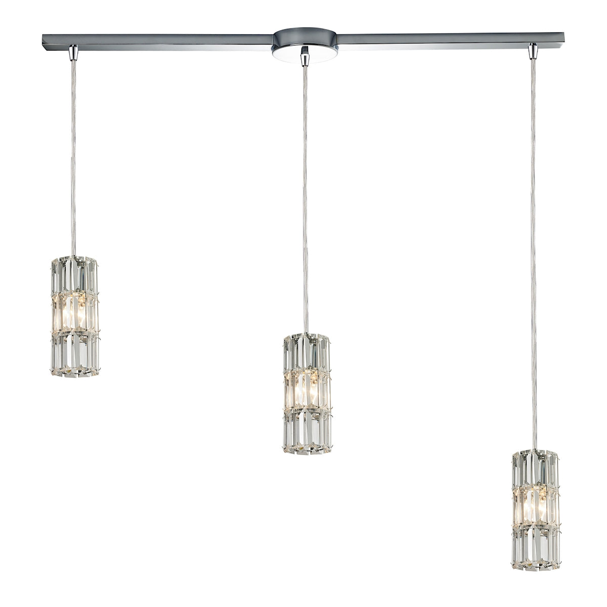 ELK Lighting 31486/3L Cynthia 3-Light Linear Pendant Fixture in Polished Chrome with Crystal