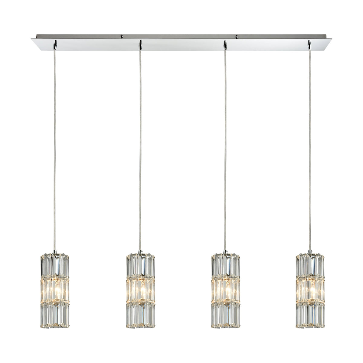 ELK Lighting 31486/4LP Cynthia 4-Light Linear Pendant Fixture in Polished Chrome with Crystal