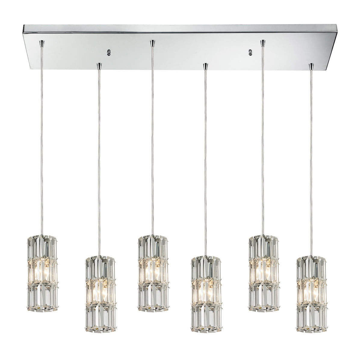 ELK Lighting 31486/6RC Cynthia 6-Light Rectangular Pendant Fixture in Polished Chrome with Crystal