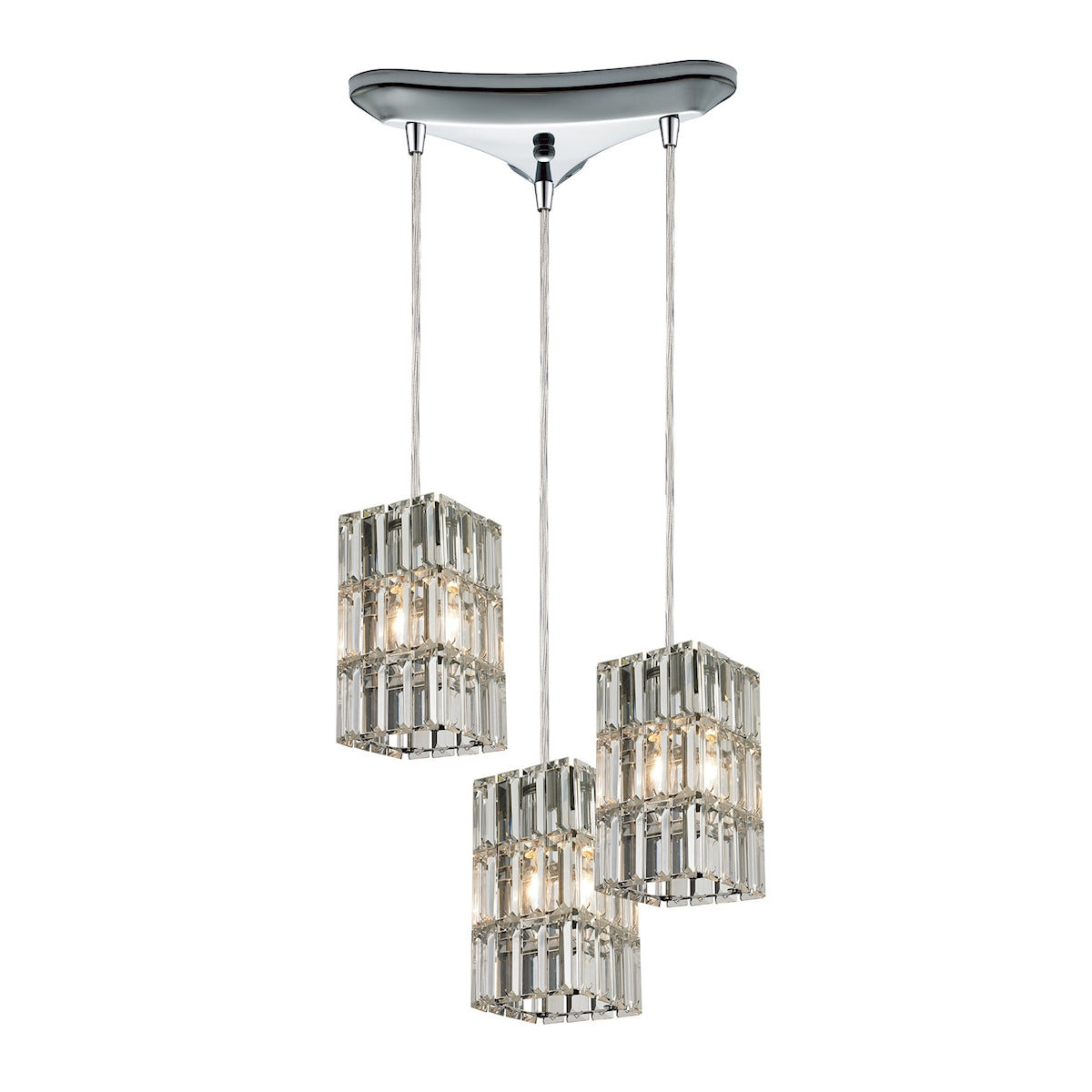 ELK Lighting 31488/3 Cynthia 3-Light Triangular Pendant Fixture in Polished Chrome with Crystal