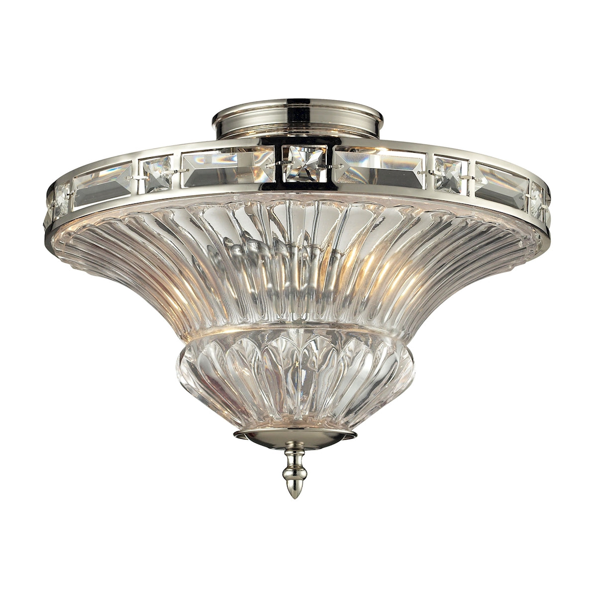 ELK Lighting 31500/2 Aubree 2-Light Semi Flush in Polished Nickel with Clear Glass Diffuser