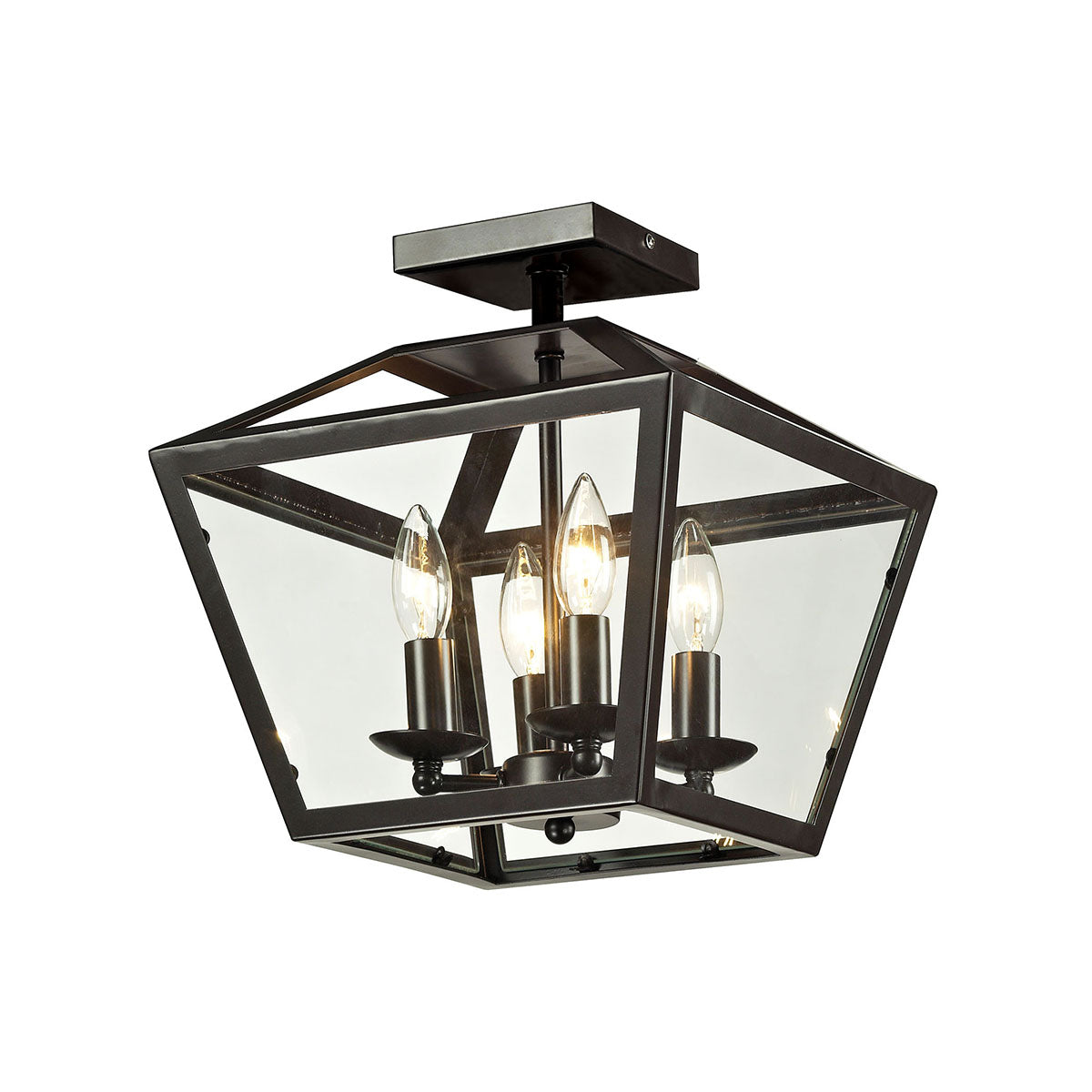 ELK Lighting 31506/4 Alanna 4-Light Semi Flush in Oil Rubbed Bronze with Clear Glass Panels