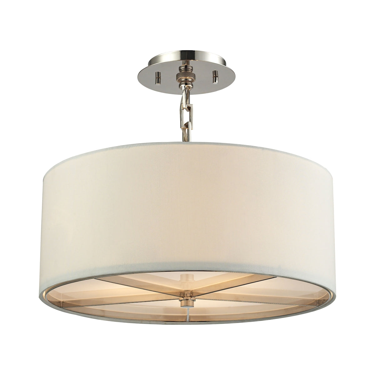 ELK Lighting 31650/3 Selma 3-Light Pendant in Polished Nickel with White Fabric Shade