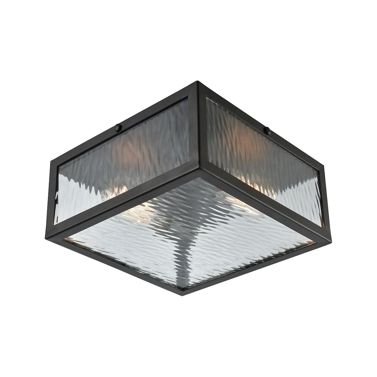 ELK Lighting 31785/2 Placid 2-Light Flush Mount in Oil Rubbed Bronze with Clear Ripple Glass