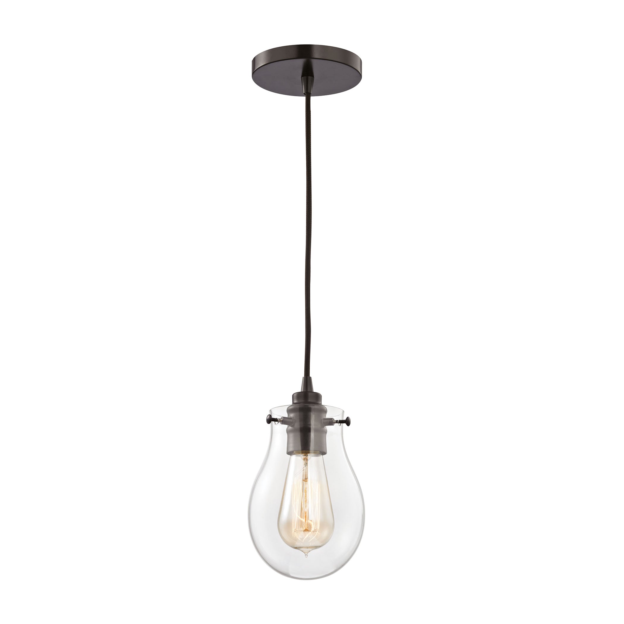 ELK Lighting 31934/1 Jaelyn 1-Light Mini Pendant in Oil Rubbed Bronze with Clear Glass
