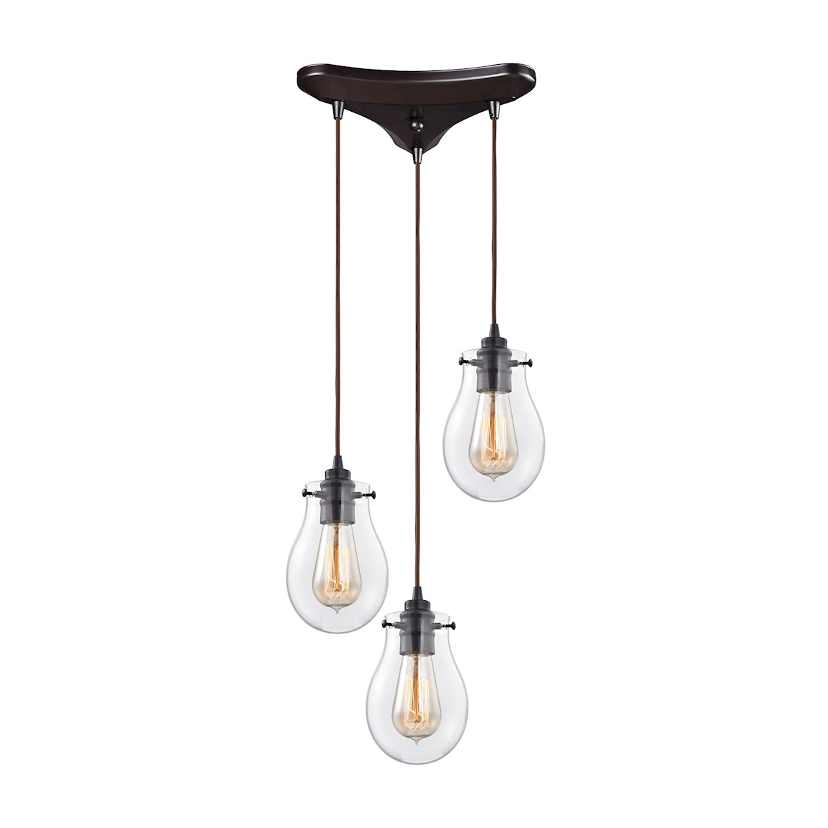ELK Lighting 31934/3 Jaelyn 3-Light Triangular Pendant Fixture in Oil Rubbed Bronze with Clear Glass