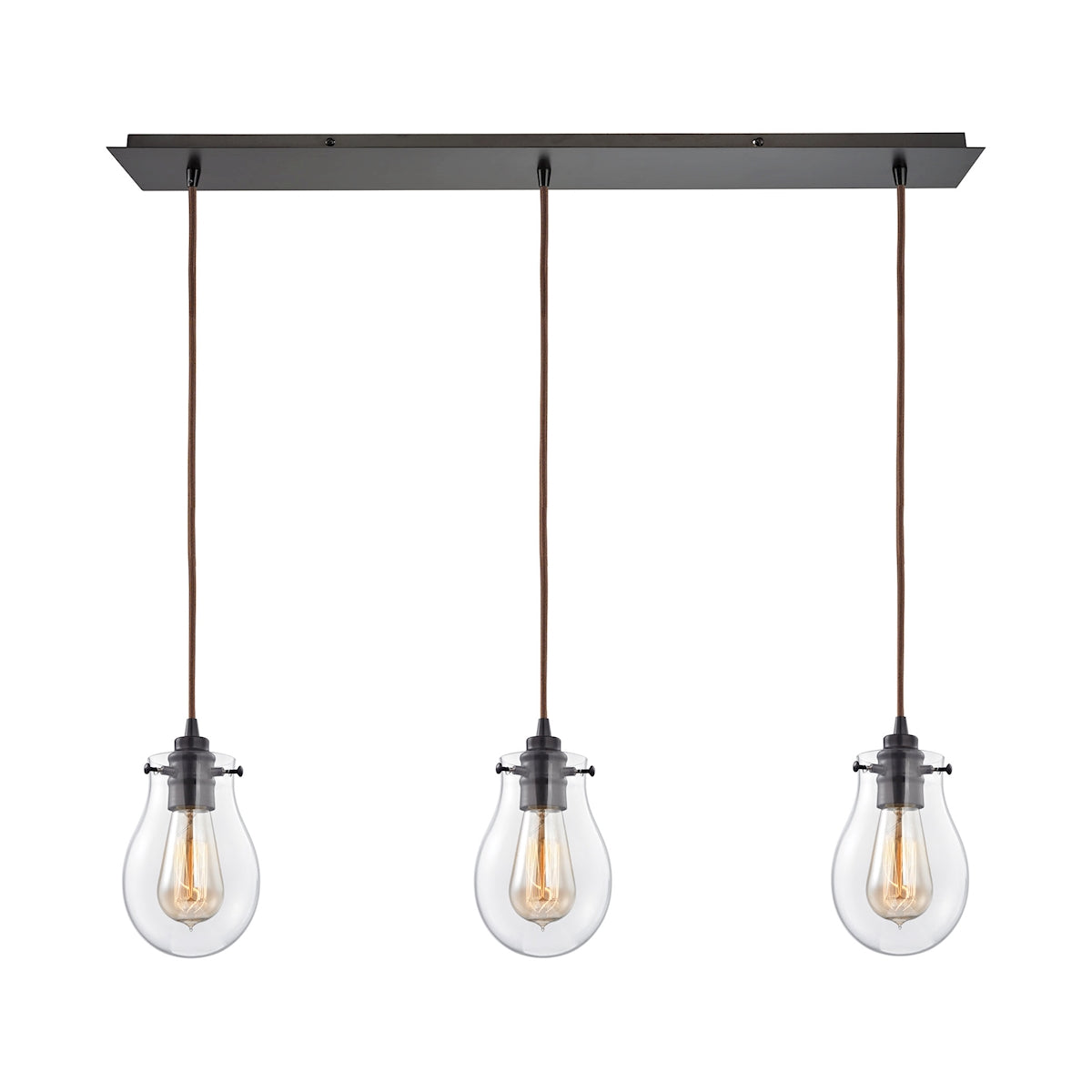 ELK Lighting 31934/3LP Jaelyn 3-Light Linear Mini Pendant Fixture in Oil Rubbed Bronze with Clear Glass