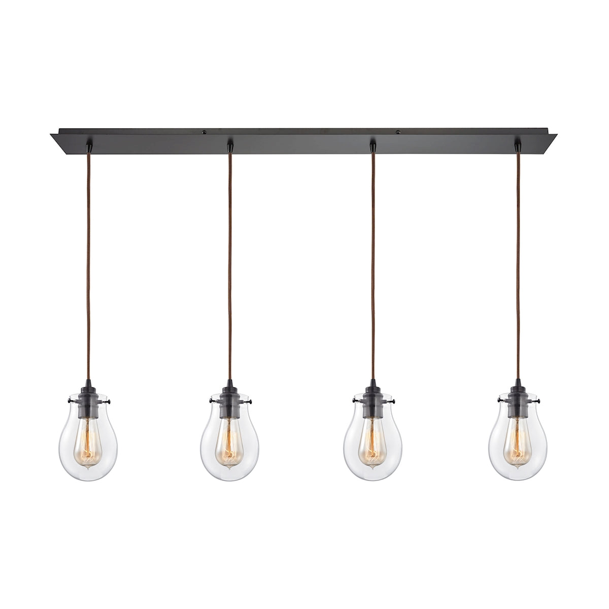 ELK Lighting 31934/4LP Jaelyn 4-Light Linear Pendant Fixture in Oil Rubbed Bronze with Clear Glass
