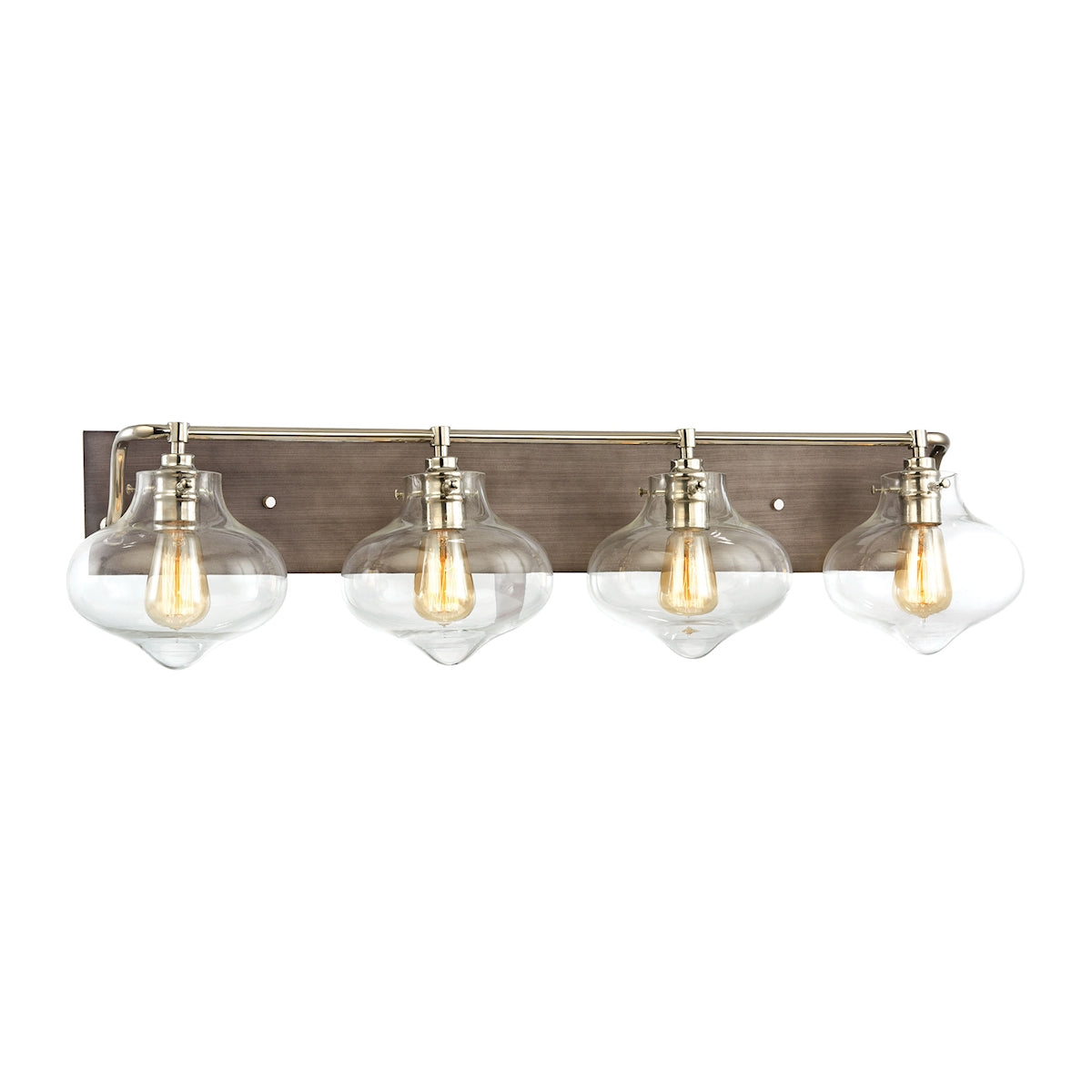 ELK Lighting 31943/4 Kelsey 4-Light Vanity Sconce in Polished Nickel and Weathered Zinc with Clear Glass