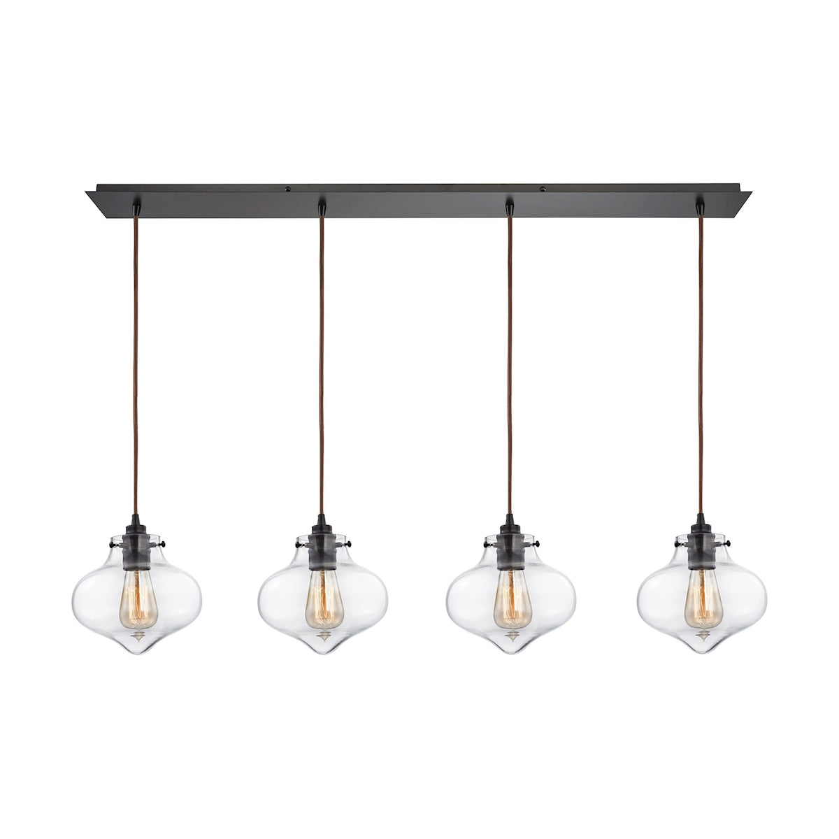 ELK Lighting 31954/4LP Kelsey 4-Light Linear Pendant Fixture in Oil Rubbed Bronze with Clear Glass