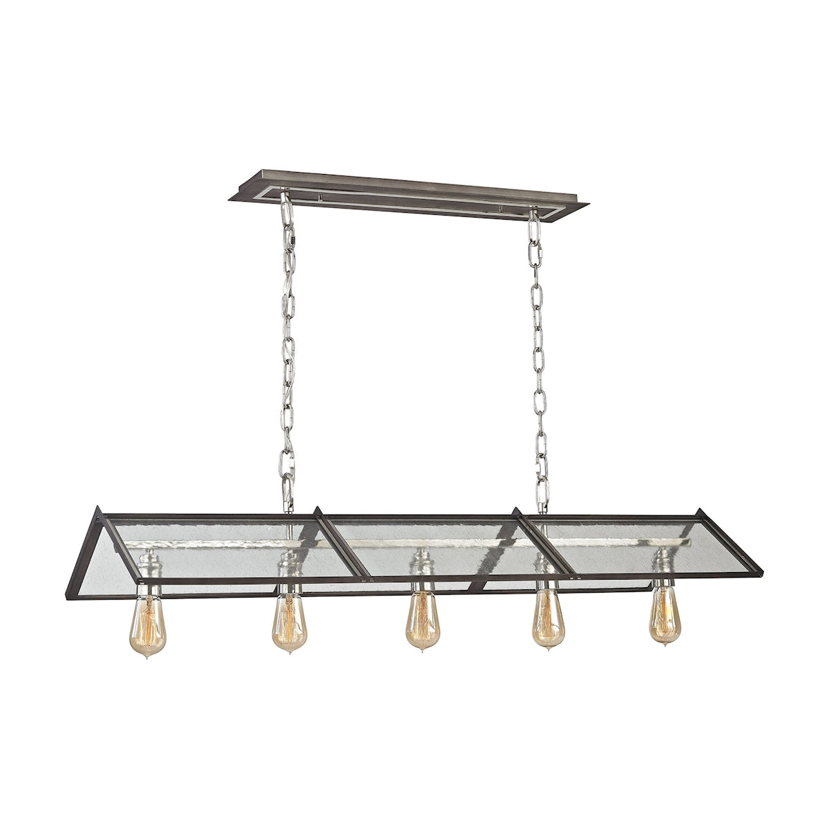 ELK Lighting 31963/5 Ridgeview 5-Light Chandelier in Polished Nickel and Weathered Zinc with Seedy Glass